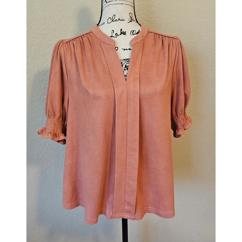 Voy Faux Suede top, apricot like color, size Medium